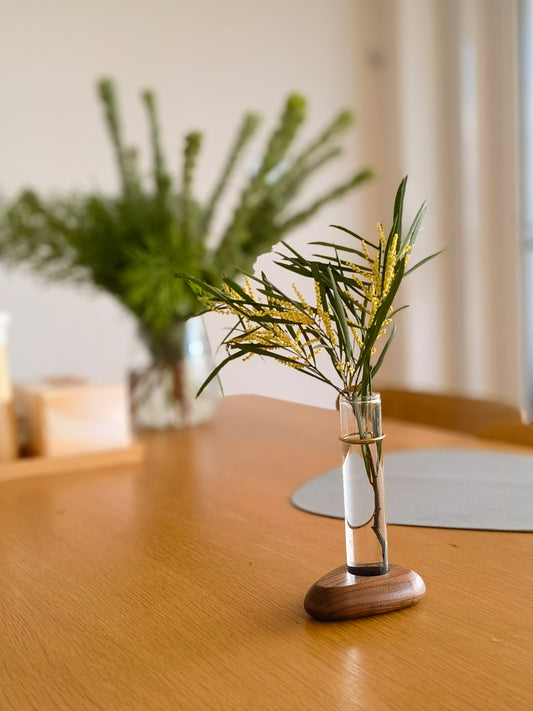 Cosymple Pebble Propagation Vase, Walnut Wood Propagation Station